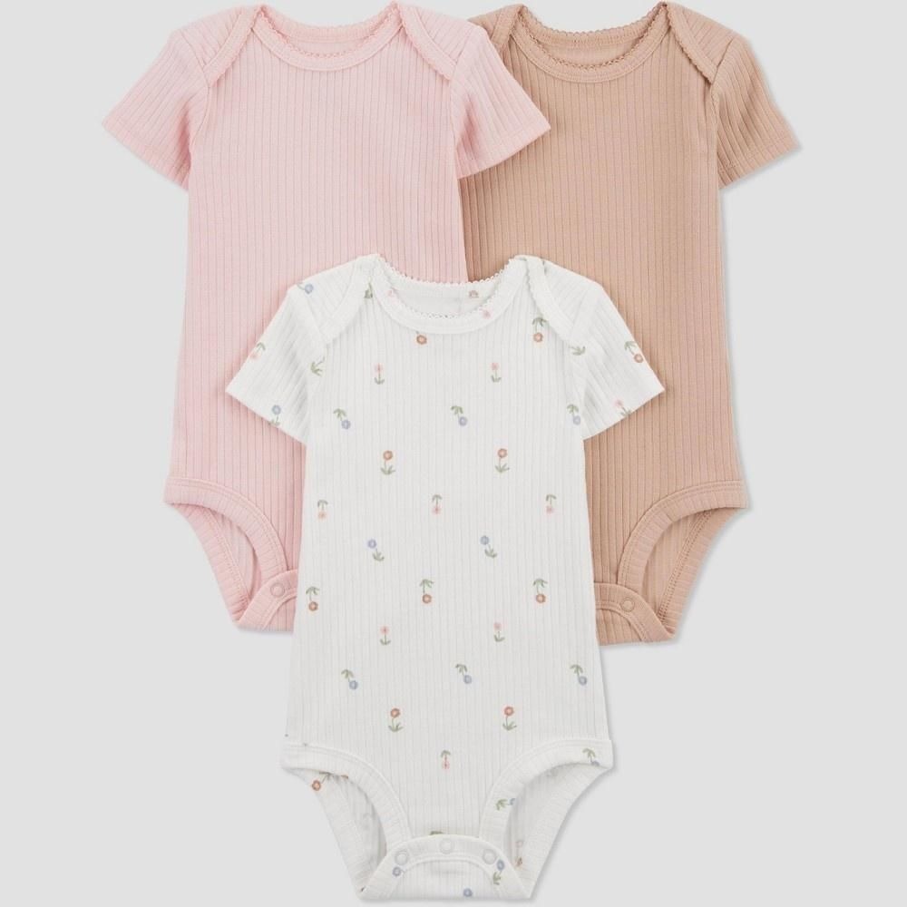 Carters Just One You Baby Girls 3pk Floral Bodysuits Pink Ivory Newborn NWT